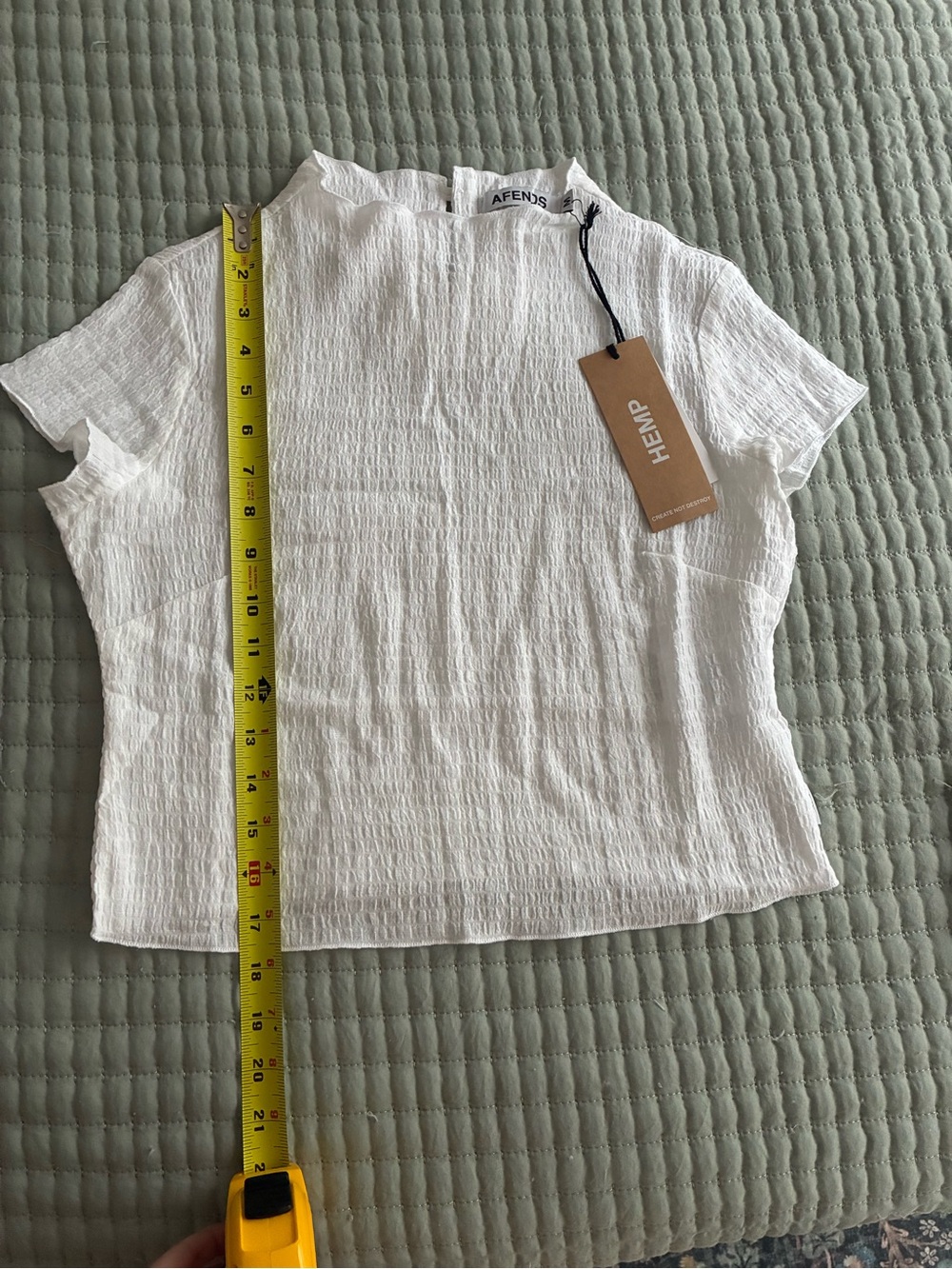 Afends Wren White Seersucker Hemp Short Sleeve Top - Picture 4 of 6